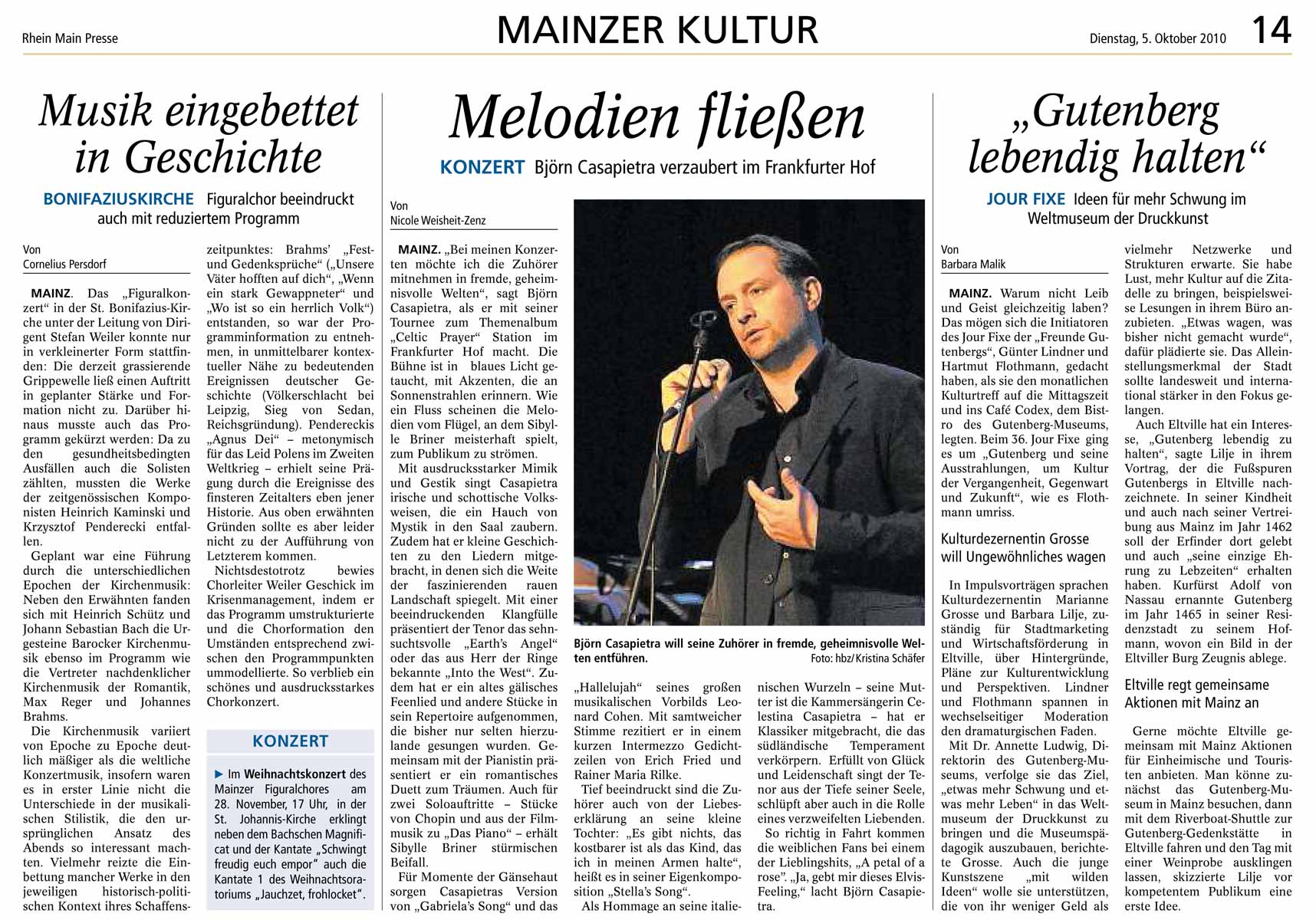 Sibylle Briner in der Rhein Main Presse